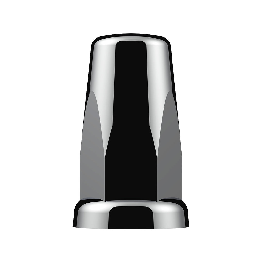 33mm X 3-1/4" Chrome Plastic Tall Nut Covers With Flange - Push-On (Box of 20)