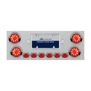 SS Rear Center Panel With 4X 10 LED 4" Lights & 6X 9 LED 2" Lights & Visors -Red LED & Lens