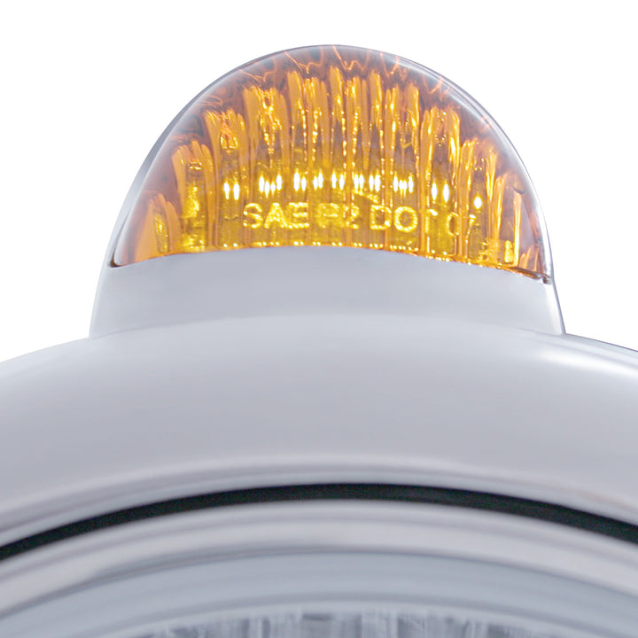 Stainless Steel Guide 682-C Headlight H4 With Amber LED &amp; Dual Mode LED Signal-Amber Lens