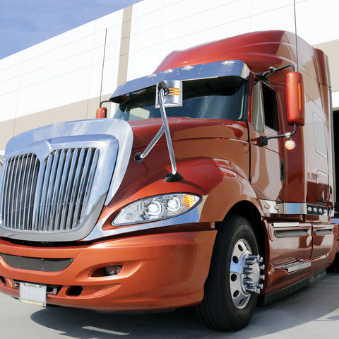 SS Hood Mirror Assembly With Sequential LED Turn Signal For 2008-2017 International Prostar - Driver