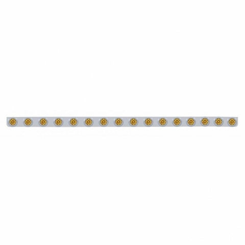 79-1/2" SS Bumper Light Bracket With 16X 9 LED 2" Reflector Lights & Bezels -Amber LED & Lens