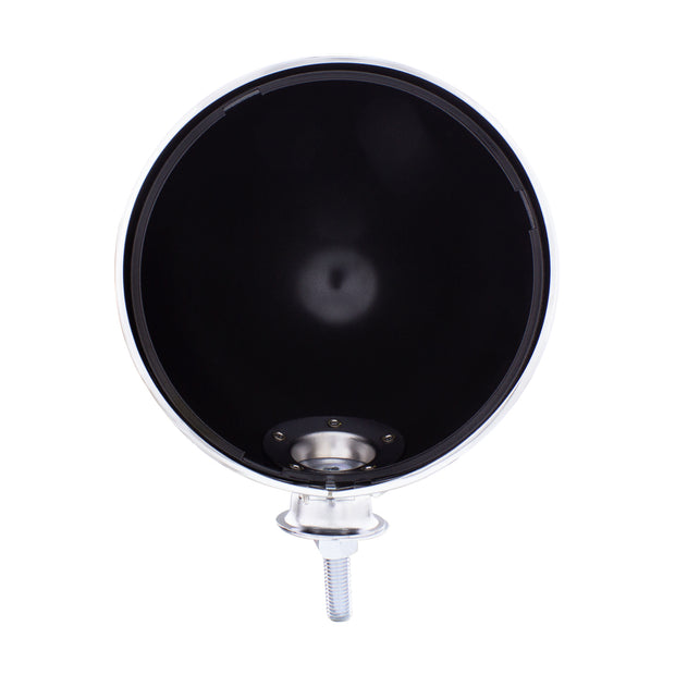 7" Black Dietz Style Headlight Housing & Chrome Rim Only and 34222 Pigtail (Pair)