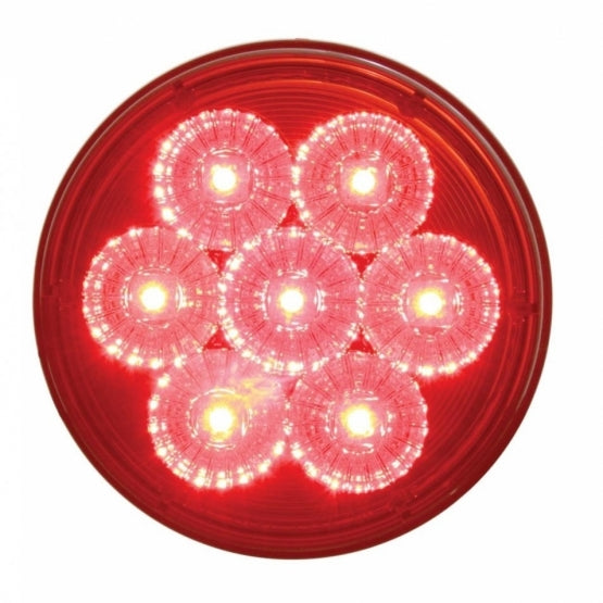 7 LED 4" Round Reflector Light (Stop, Turn &amp; Tail) - Red LED/Red Lens