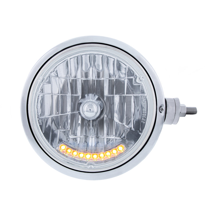 Chrome Guide 682-C Style Headlight Assembly W/Crystal Lens &amp; 10 LEDs Position Light - R/H (Horizontal Mount)