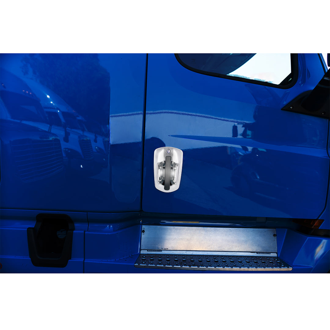 6 LED Chrome Door Handle Cover For 2018-2024 Freightliner Cascadia - Passenger, White LED