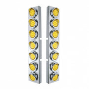 SS Front Air Cleaner Bracket With 14X 9 Amber LED 2" Lights & Visors Bezel For KW Trucks -Amber Lens