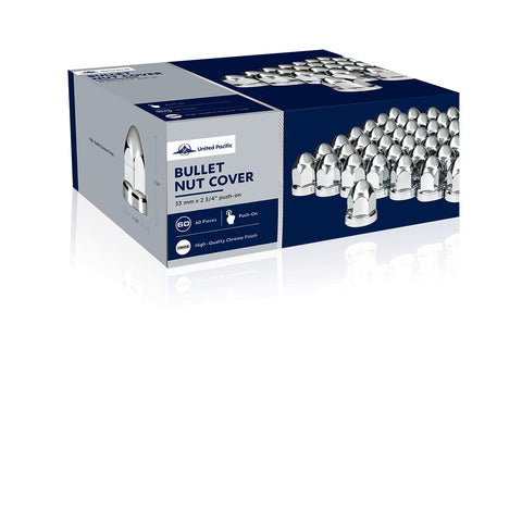 33mm X 2-3/4" Chrome Plastic Bullet Nut Covers - Push-On (60-Pack)