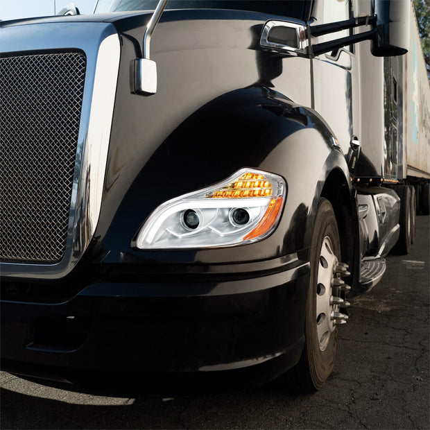 Chrome 8 LED Projection Headlight For 2013-2021 Kenworth T680-Driver