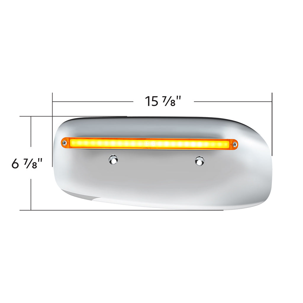 24 LED GloLight Rear Headlight Housing Cover For 2008-2023 Peterbilt 389 (Driver)- Amber LED/Lens