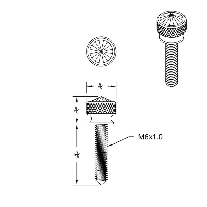 1-3/16" Long M6-1.0 Dash Screw With Crystal For Kenworth - Blue Crystal(12-Pack)