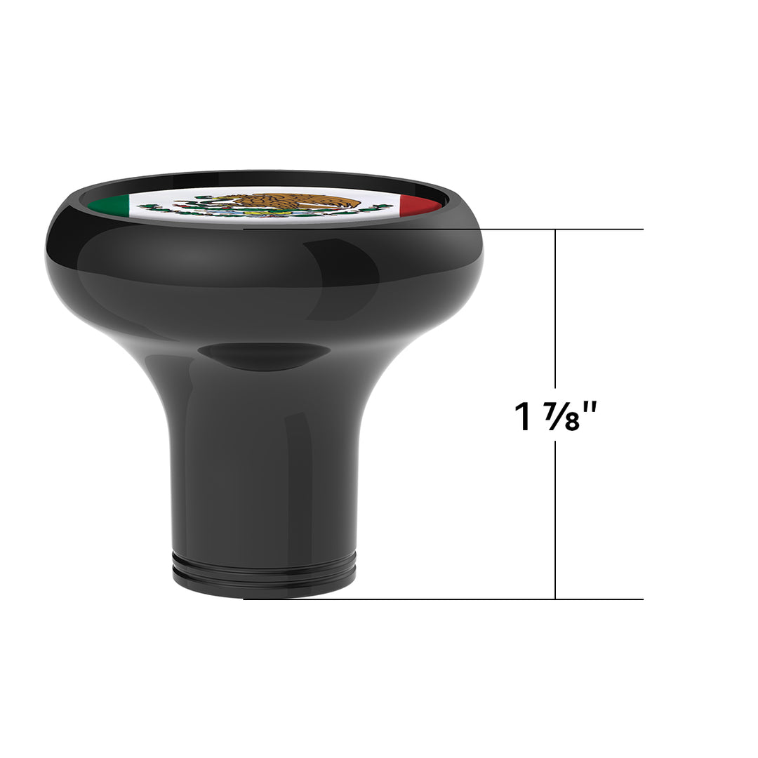 1/2"-13 Thread-On Gearshift Knob With Mexico Flag Sticker - Black