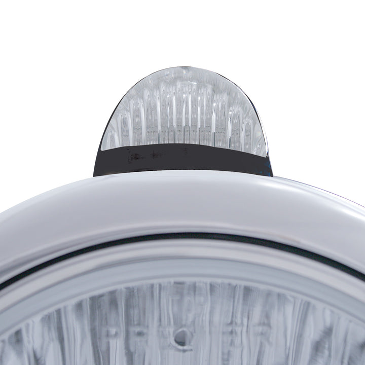 Black Guide 682-C Headlight No Bulb With Dual Mode LED Signal - Clear Lens