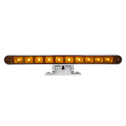 Chrome 10 LED Light Bar With 180 Degree Swivel Base - Dual Function Amber LED/Amber Lens