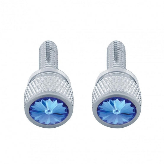 3/4" Short M6 Dash Screw With Crystal For Kenworth - Blue Crystal (2-Pack)
