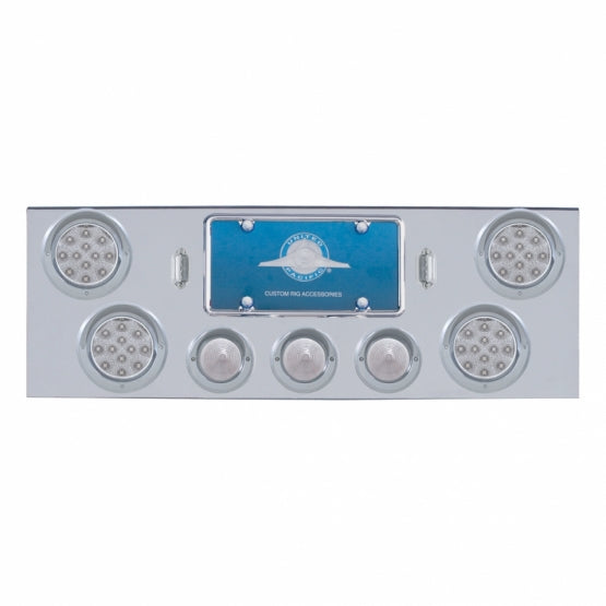CR Rear Center Panel +4X LED 4" Refl. Light & 3X LED 2-1/2" Beehive Light & Visor-Red LED/Clear Lens