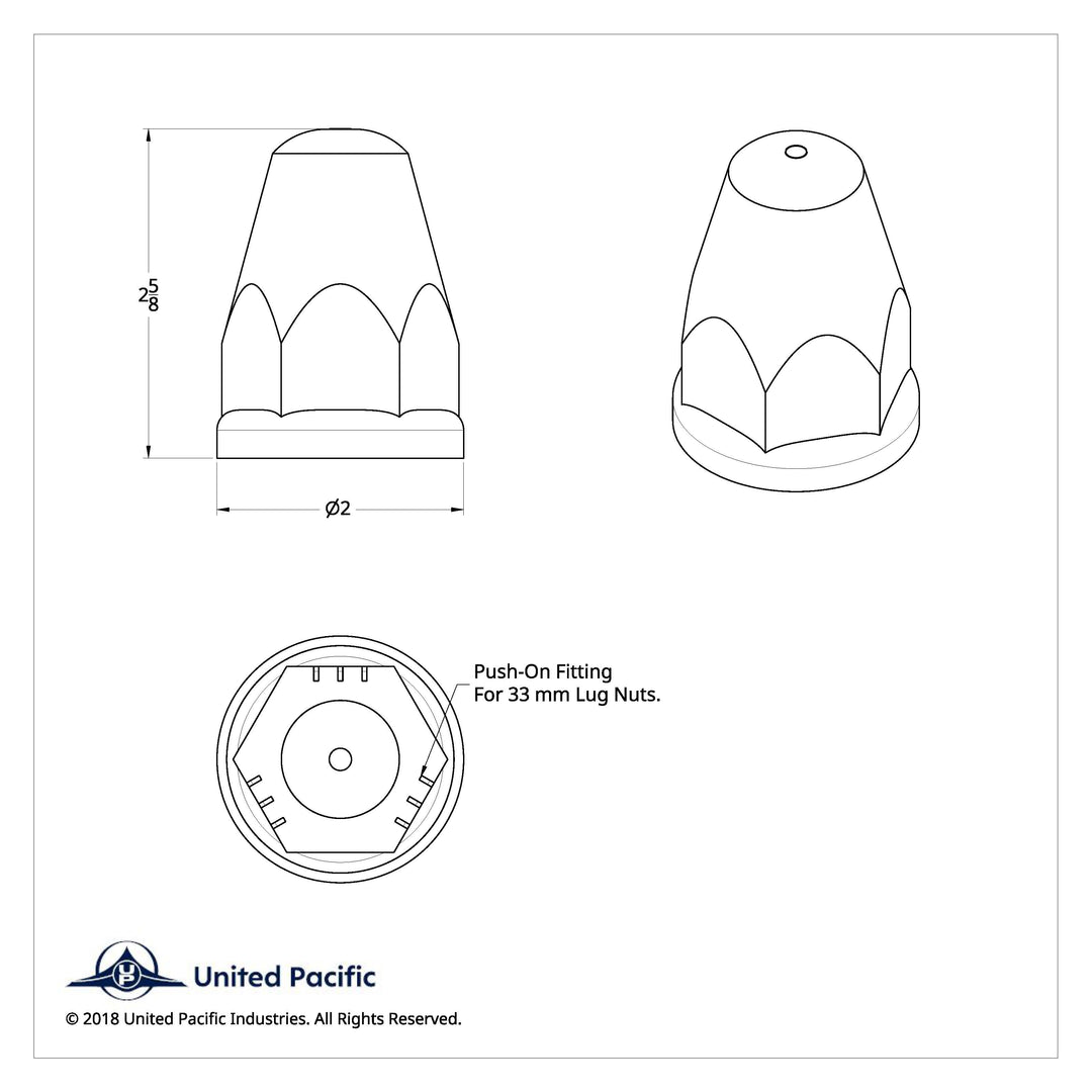 33mm X 2-5/8" Chrome Plastic Bullet Nut Covers With Flange - Push-On (60-Pack)