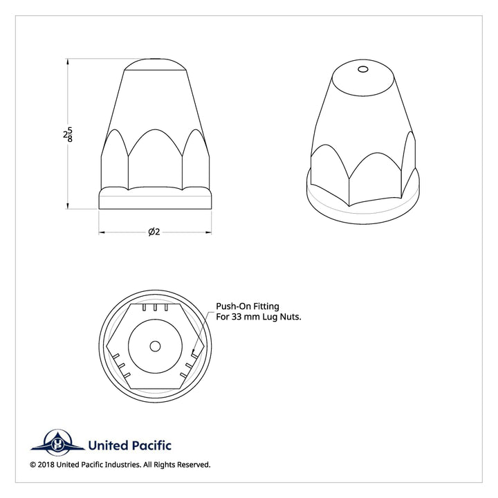 33mm X 2-5/8" Chrome Plastic Bullet Nut Covers With Flange - Push-On (60-Pack)