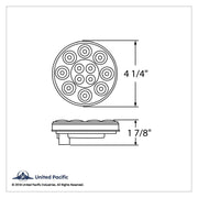 12 LED 4" Round Light (Stop, Turn & Tail) - Red LED/Red Lens