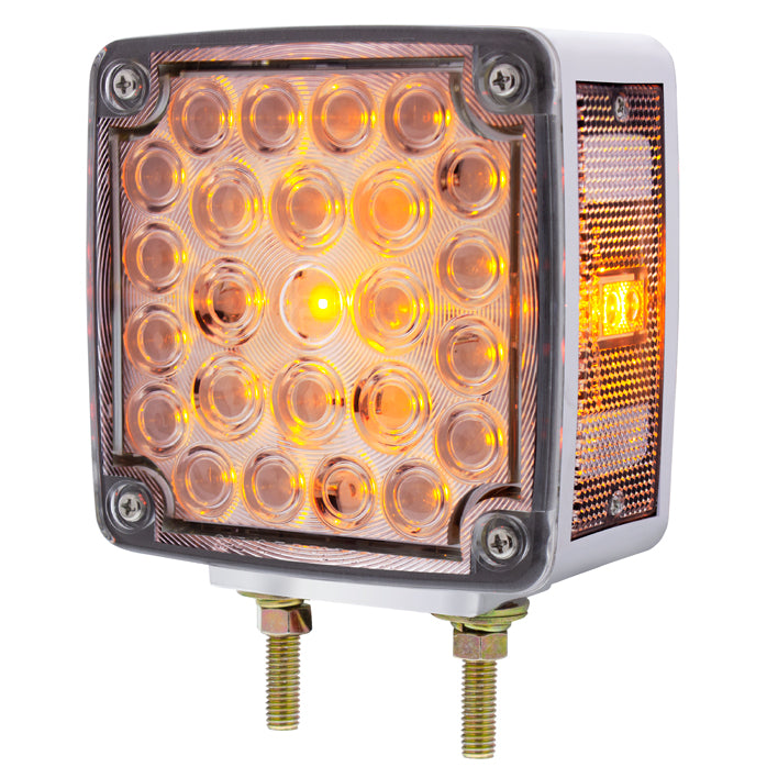 52 LED Double Stud Double Face Turn Signal Light (Driver) - Amber &amp; Red LED/Clear Lens