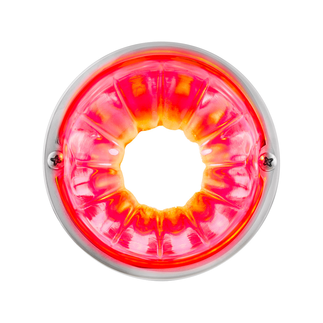 Dual Function Clear Glass Watermelon Flush Mount Kit With LED Bulb - Red