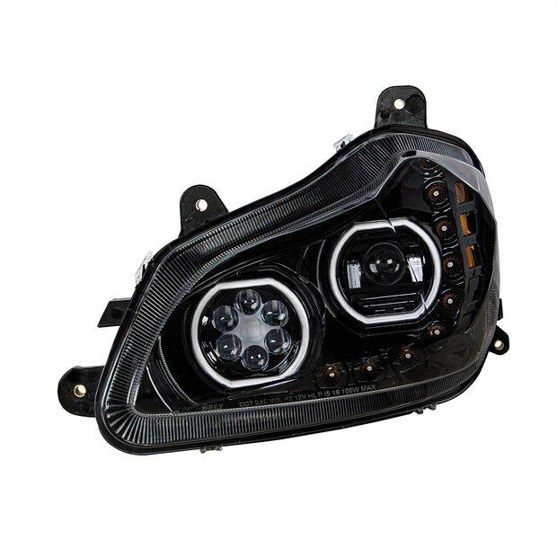 Black 10 LED Headlight For 2013-2021 Kenworth T680 - Driver Side