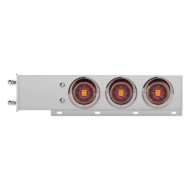3-3/4" Bolt Pattern Chrome Spring Loaded Bar With 6X 4" 13 Red LED Abyss Lights &amp; Visors - Clear Lens (Pair)