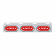 Stainless Top Mud Flap Bracket With 3X 22 LED 6" Oval GloLight & Visors - Red LED/Red Lens (Each)