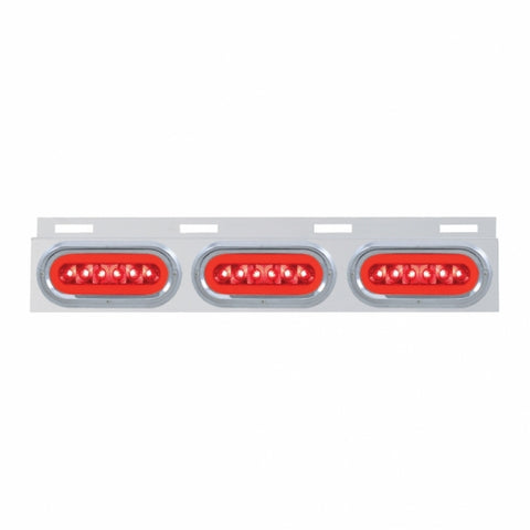 Stainless Top Mud Flap Bracket With 3X 22 LED 6" Oval GloLight & Visors - Red LED/Red Lens (Each)