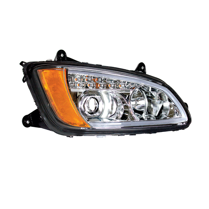 Chrome Projection Headlight With LED Turn Signal &amp; Position Light For 2008-2017 Kenworth T660 - Passenger