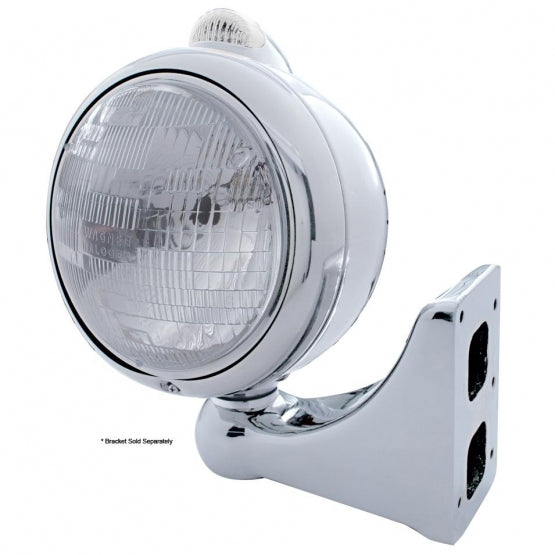 Chrome Guide 682-C Style Headlight H6024 &amp; LED Turn Signal - Clear Lens
