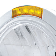 Stainless Steel Bullet Classic Headlight H4 With 10 Amber LED & Dual Mode LED Signal - Amber Lens