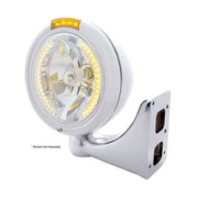 Chrome Classic Headlight H4 With 34 Amber LED & Dual Mode LED Signal - Amber Lens