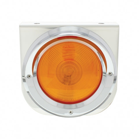 Stainless Light Bracket With 4" Light & Visor - Amber Lens