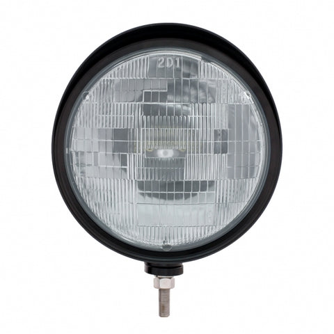 Black "Billet" Style Groove Headlight With Visor H6024 Bulb