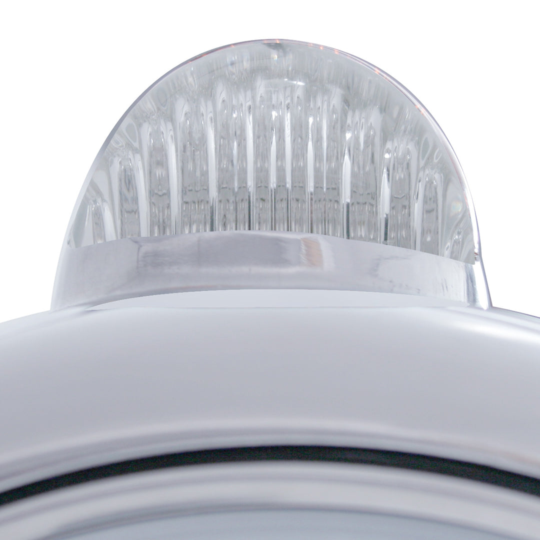 Chrome Guide 682-C Headlight H4 With 10 Amber LED &amp; Dual Mode LED Signal - Clear Lens