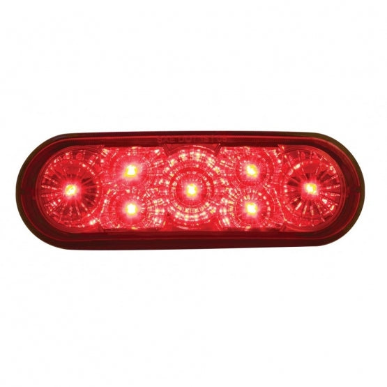 7 LED 6" Oval Reflector Light (Stop, Turn &amp; Tail) - Red LED/Red Lens
