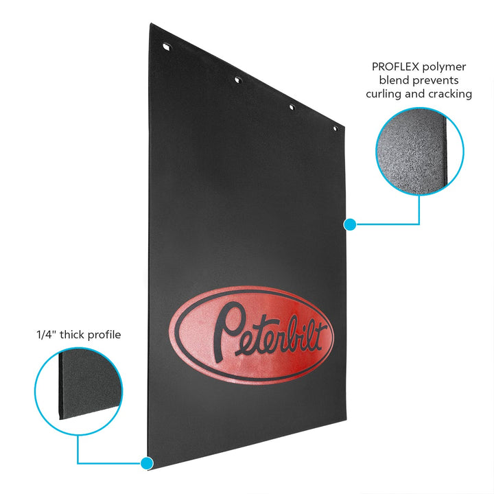 24" X 30" Black PROFLEX Mud Flap With Peterbilt Logo