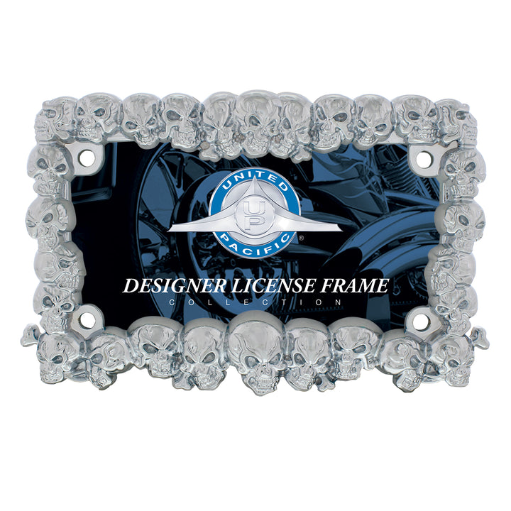 Skull Motorcycle License Plate Frame - Chrome
