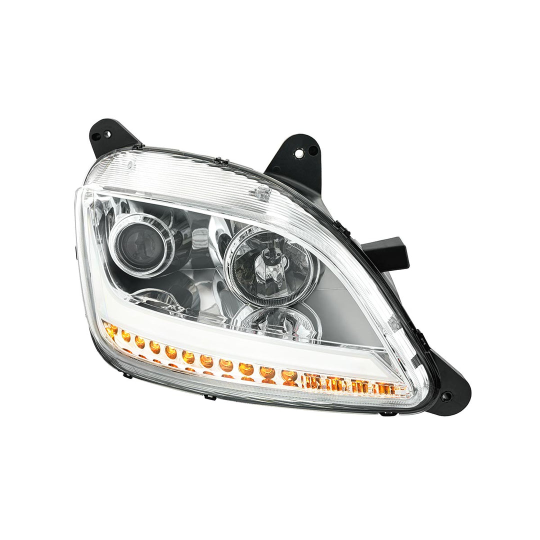 Chrome Projection Headlight With LED Position Light &amp; Sequential Signal For 2012-2021 Peterbilt 579- Passenger