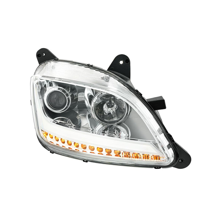 Chrome Projection Headlight With LED Position Light &amp; Sequential Signal For 2012-2021 Peterbilt 579- Passenger