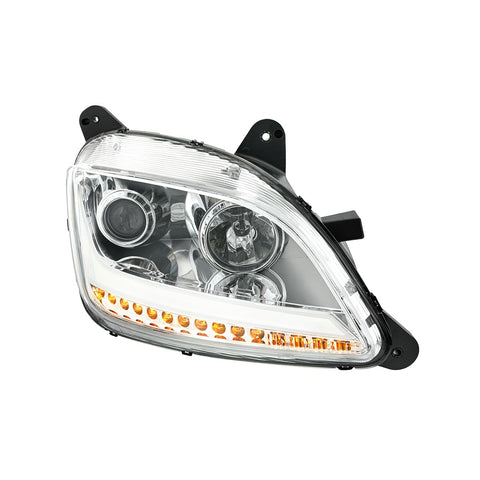 Chrome Projection Headlight With LED Position Light & Sequential Signal For 2012-2021 Peterbilt 579- Passenger