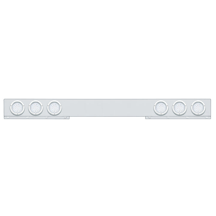 Stainless 1 Piece Rear Light Bar With 6X 36 LED 4" Lights &amp; Bezels - Red LED/Clear Lens