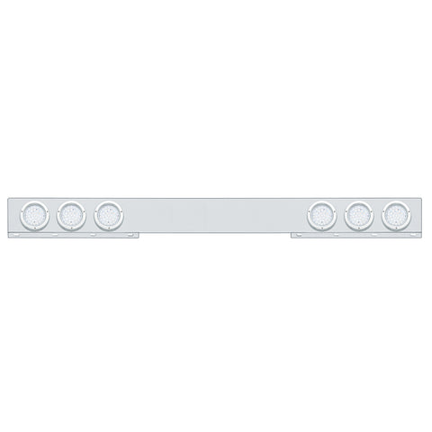 Stainless 1 Piece Rear Light Bar With 6X 36 LED 4" Lights & Bezels - Red LED/Clear Lens