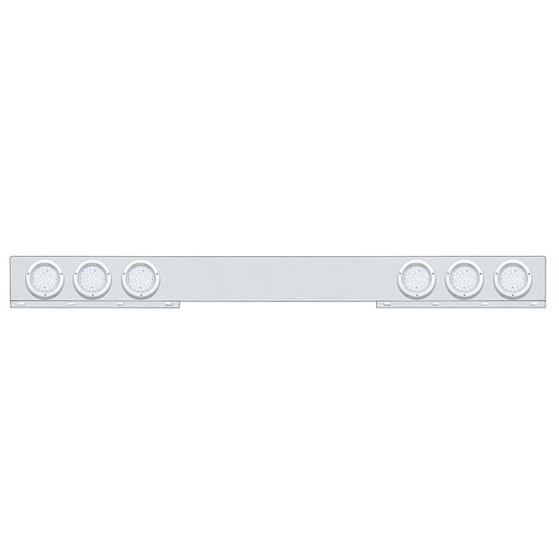 Stainless 1 Piece Rear Light Bar With 6X 36 LED 4" Lights & Bezels - Red LED/Clear Lens