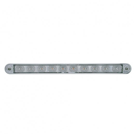 10 LED 9" Turn Signal Light Bar With Bezel - Amber LED/Clear Lens