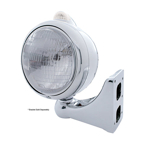Chrome Guide 682-C Headlight H6024 & Dual Mode LED Signal - Clear Lens