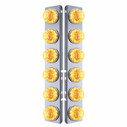 SS Front Air Cleaner Bracket W/12X 17 Amber LED Refl. Watermelon Lights & SS Bezels For Peterbilt-Clear Lens (Pair)