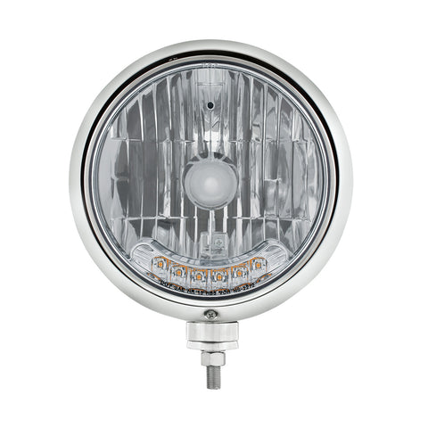 Black Guide 682-C Style Headlight H4 Bulb With 6 Amber LED