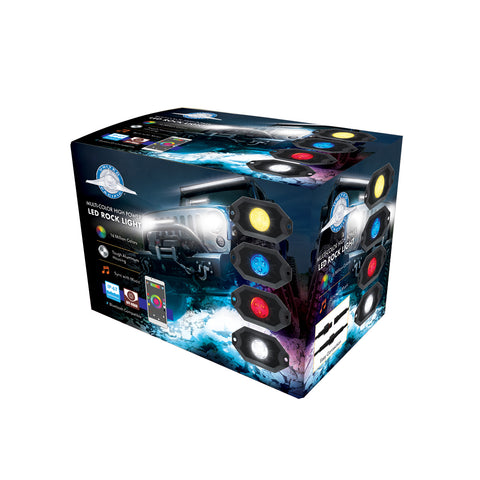 RGB Multi-Color 500 Lumen LED Rock Light 4-Piece Kit