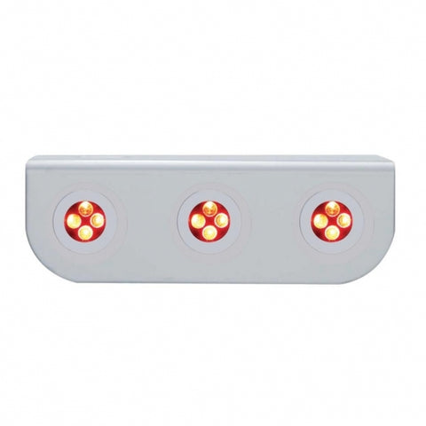 Stainless Light Bracket With Three 4 LED Fastener Lights - Red LED/Clear Lens
